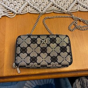 Kate Spade black and gold signature spade flower crossbody bag